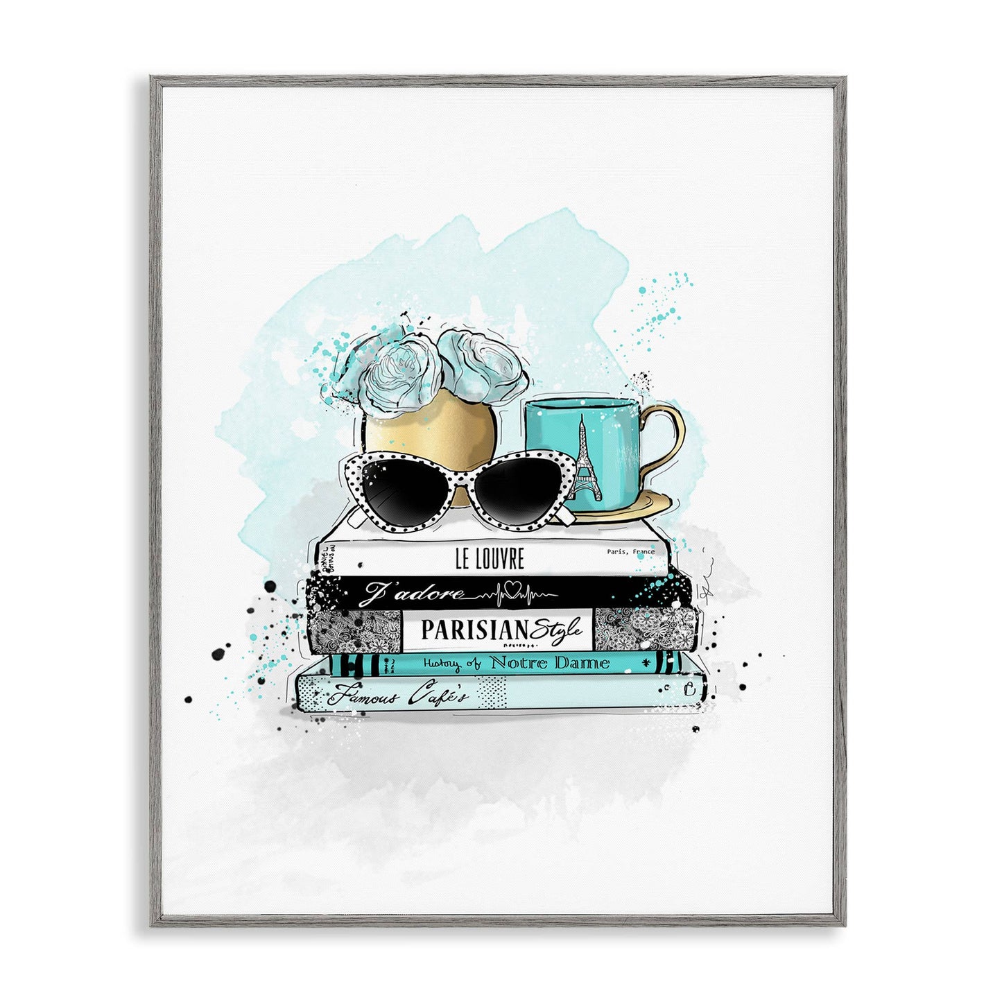 Turquoise Fashion Book Stack - Framed Wall Art