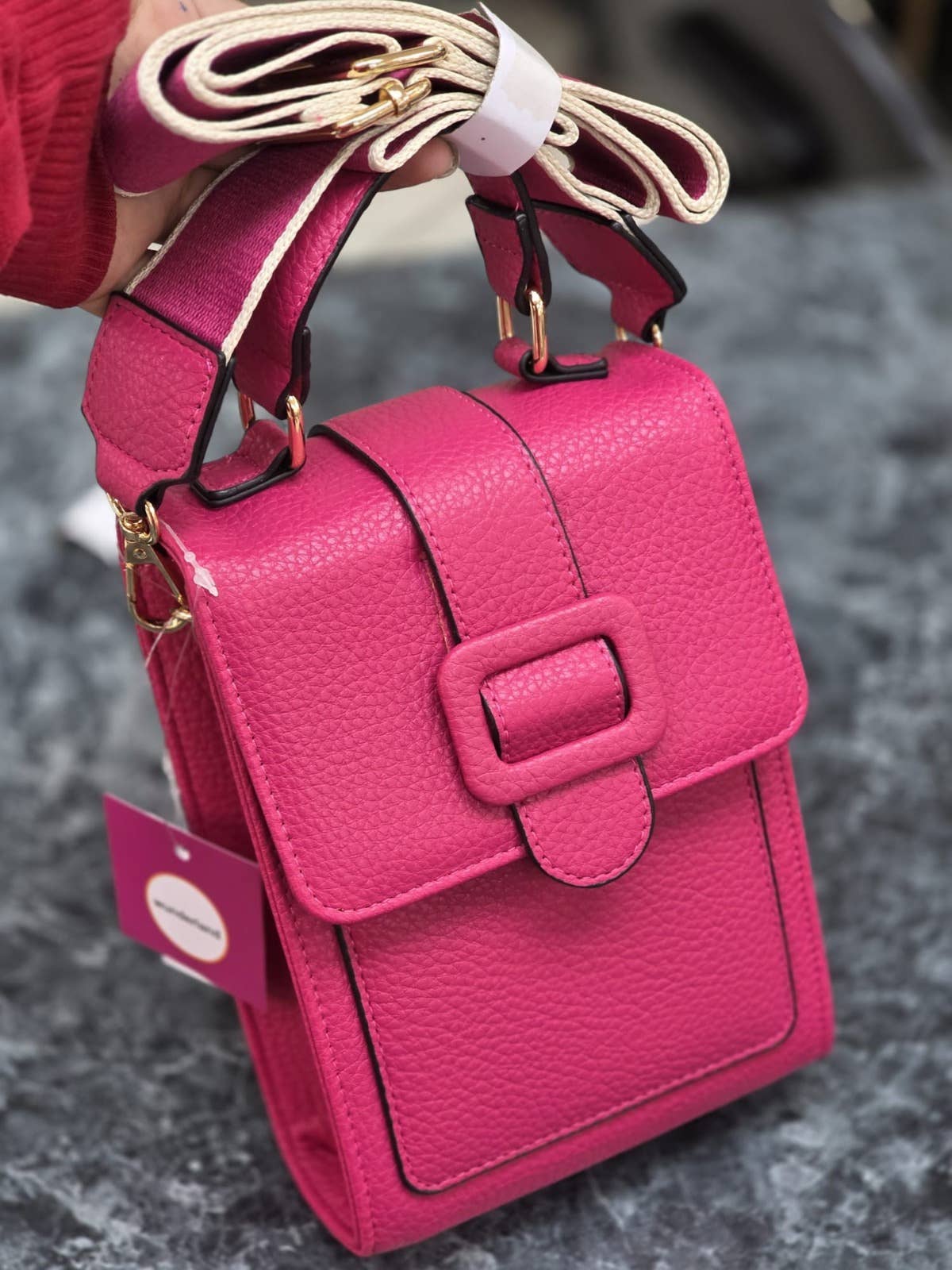 Buckle Flap Cell Phone Crossbody Bag