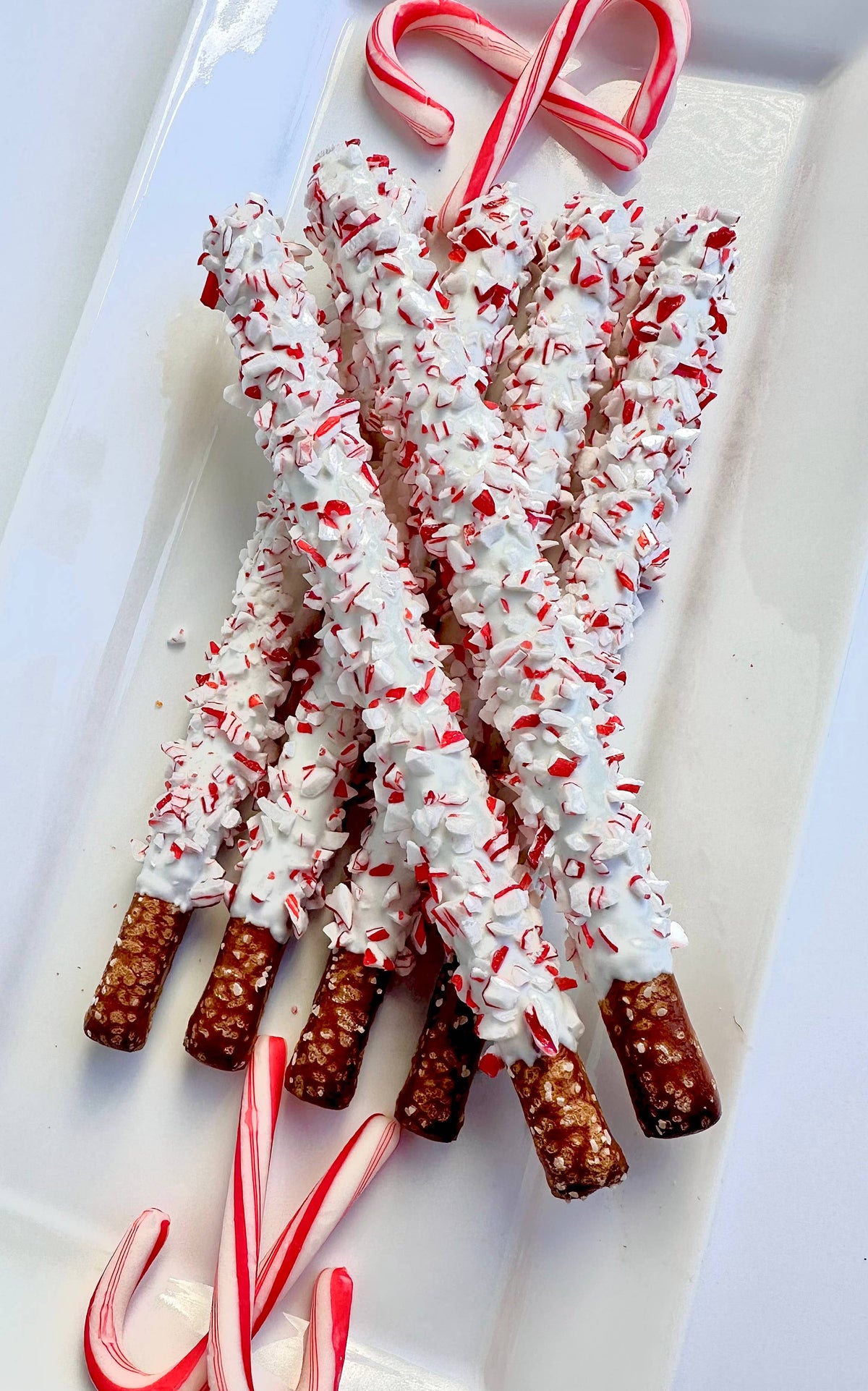 White Chocolate Peppermint Pretzels