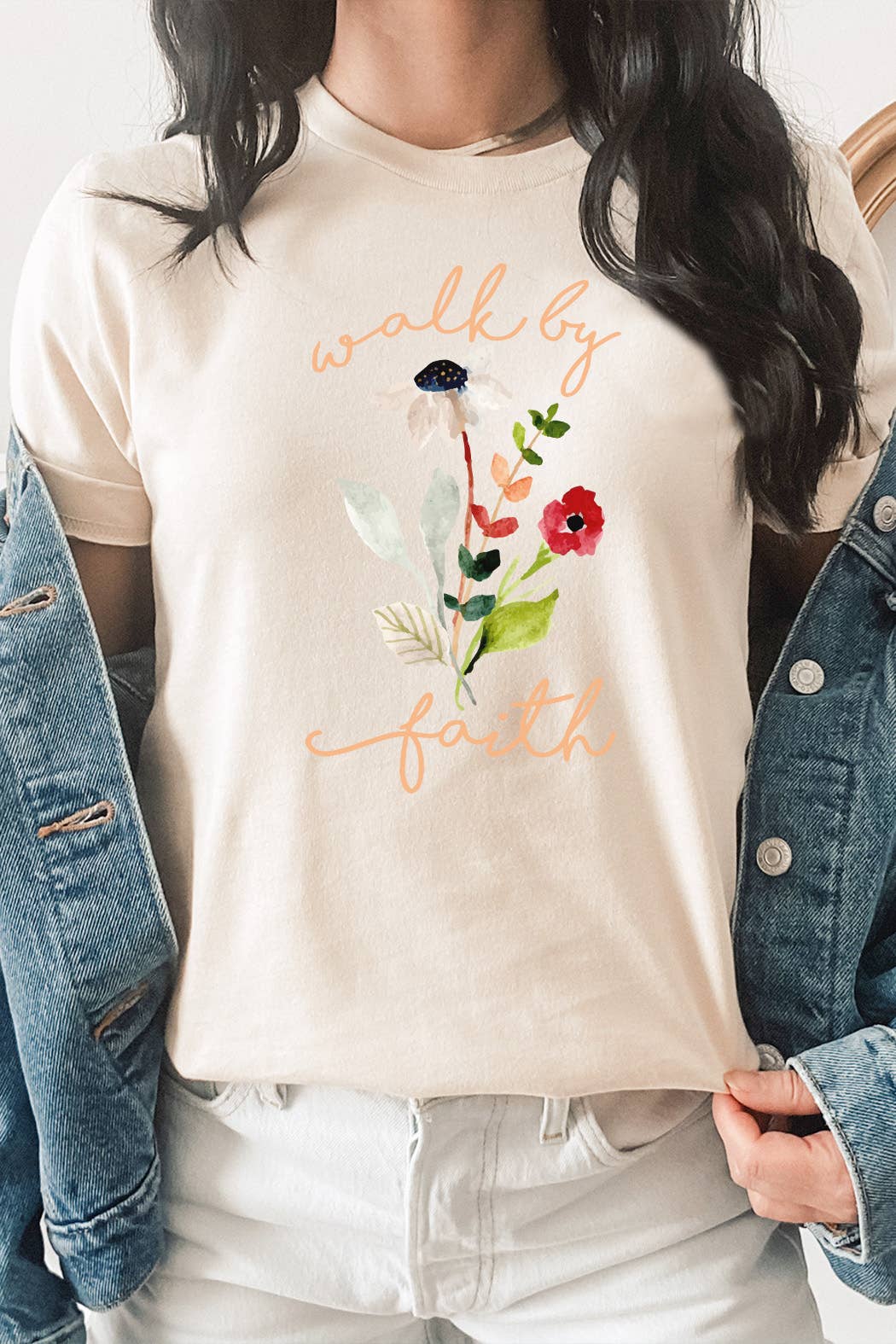 Walk By Faith Flowers Florals Spring Easter Graphic Tee