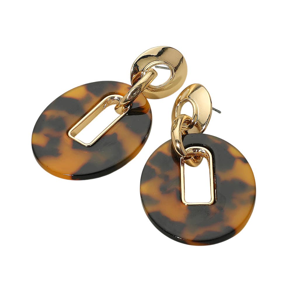 Celluloid Acetate Oval Link Drop Earrings