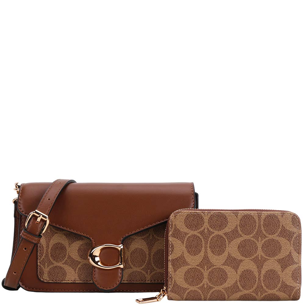 2IN1 OVAL PRINT CROSSBODY BAG W WALLET SET, QFT 1365A