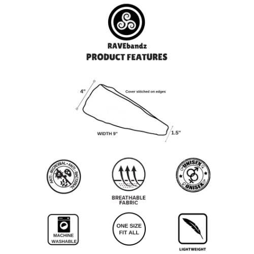 RAVEbandz The Pro - Wide Stretch Headband (Happy Hippie)