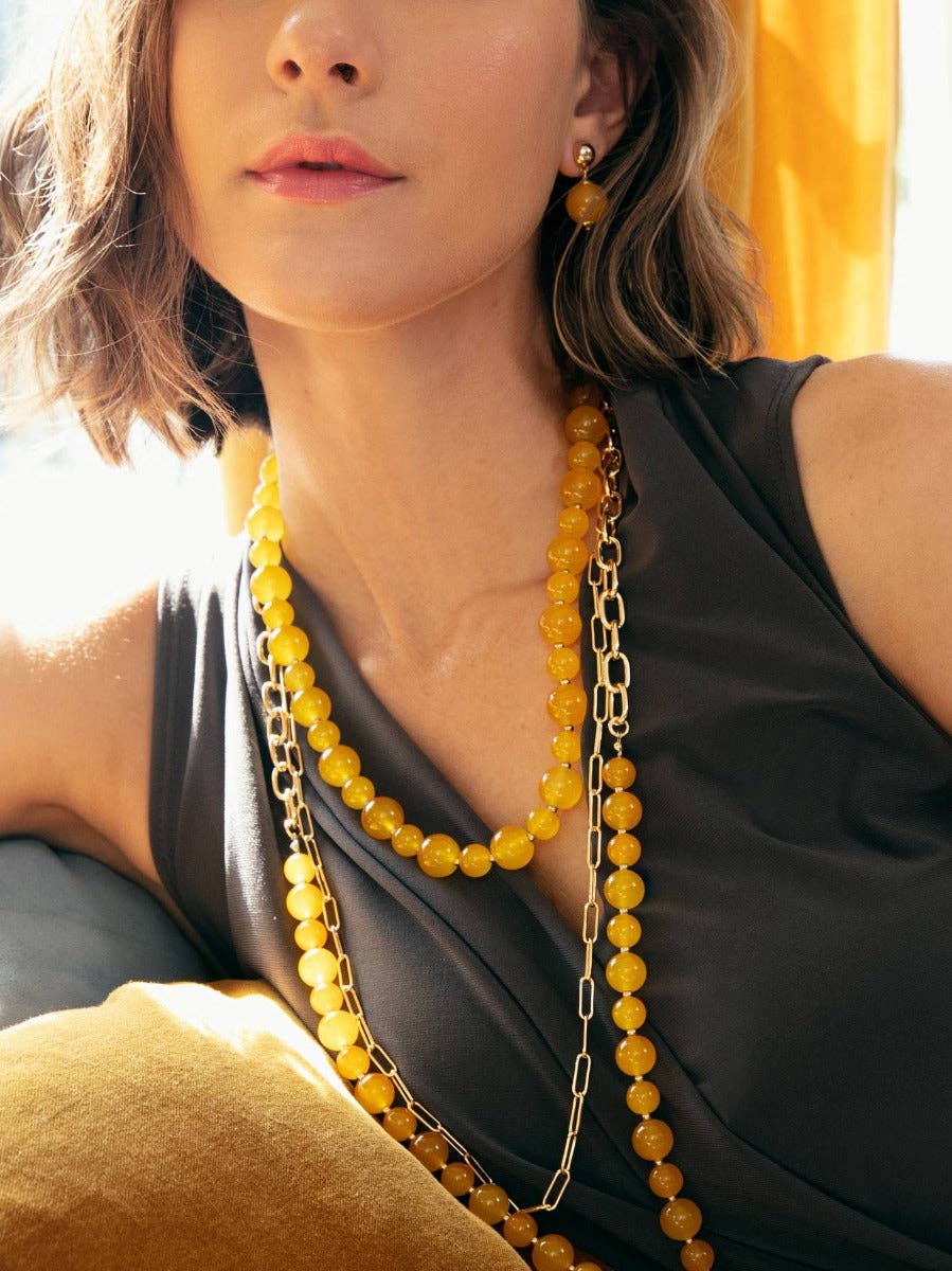 Multi-size Glass Bead Collar Necklace