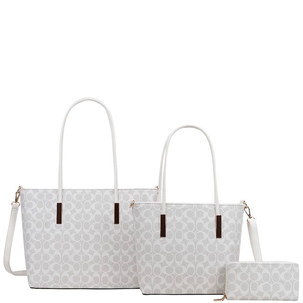 3In1 Oval Tote W Matching Bag Wallet Set XFT-8233S