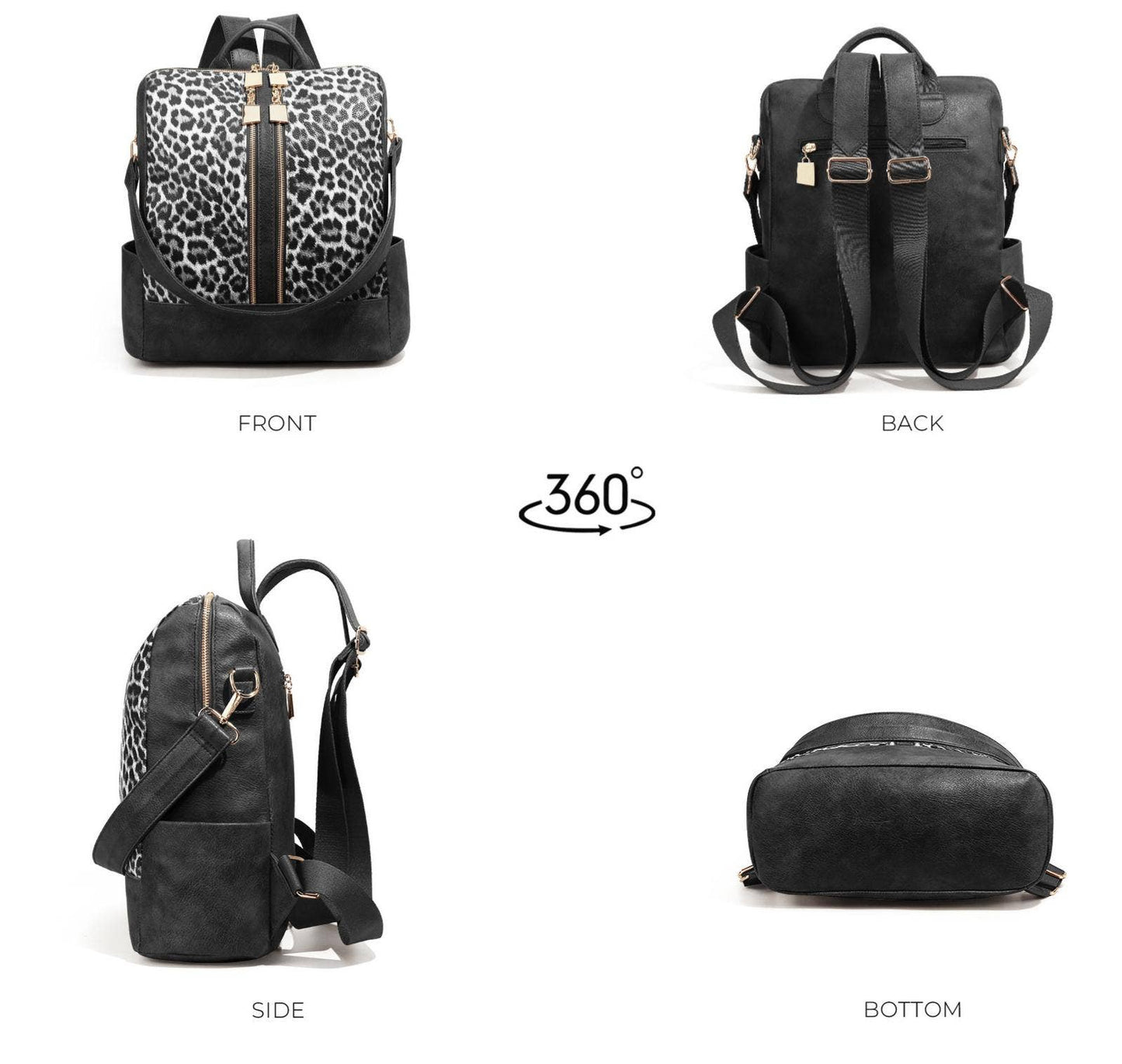 PU Checkered Backpack with Wristlet Pouch
