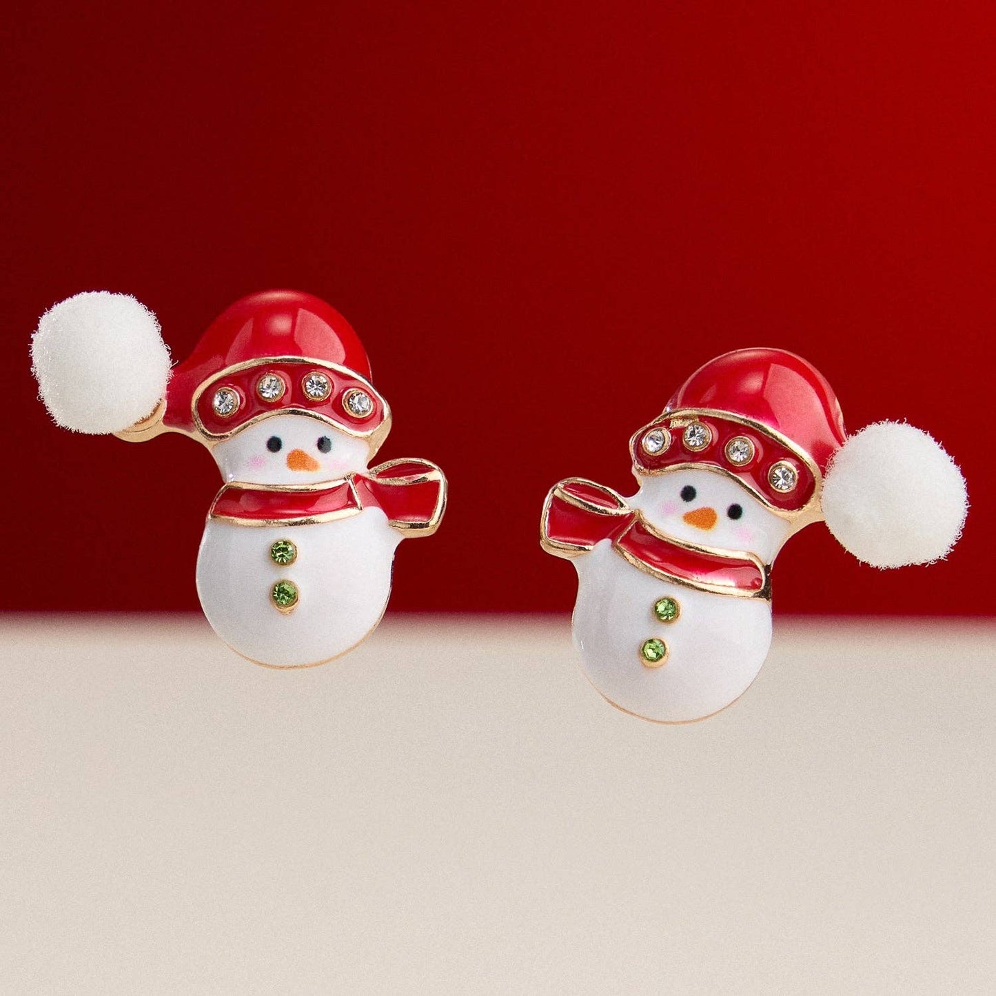 Snowman Enamel Stud Earrings with Titanium Posts
