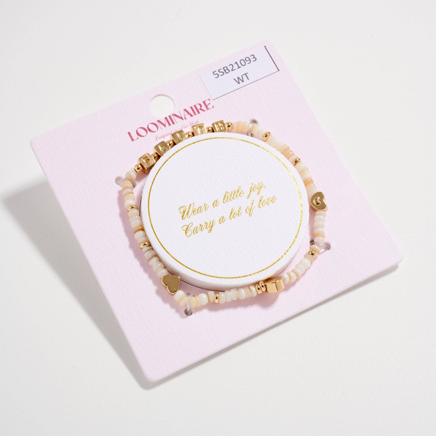 Gold Dipped Beaded Stretch Bracelet with “FAITH” Letter Charms