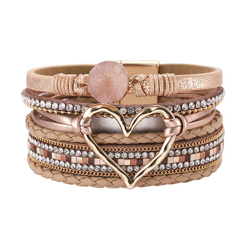 Rhinestone Bohemian Layered Love Bracelet DP25B588