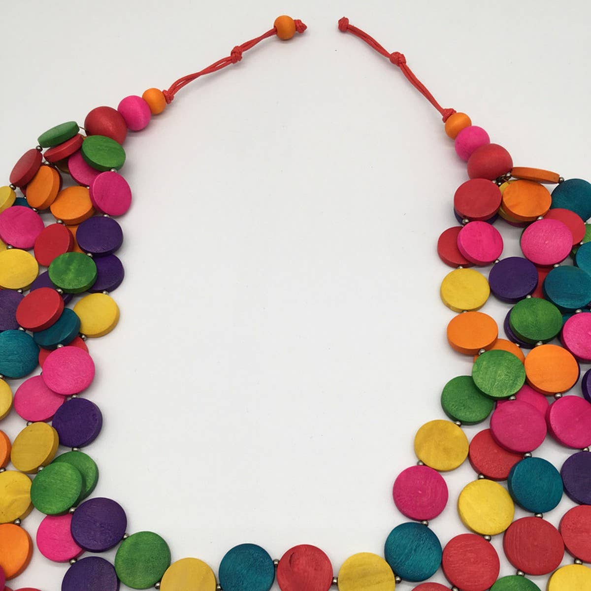 COLORFUL WOODEN DISC LONG MULTI-LAYER NECKLACE_CWMM4913