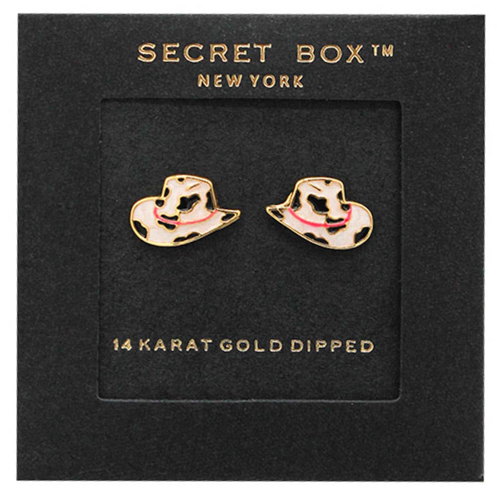 14K GOLD DIPPED ANIMAL PRINT COWBOY  HAT STUD, SB 19852