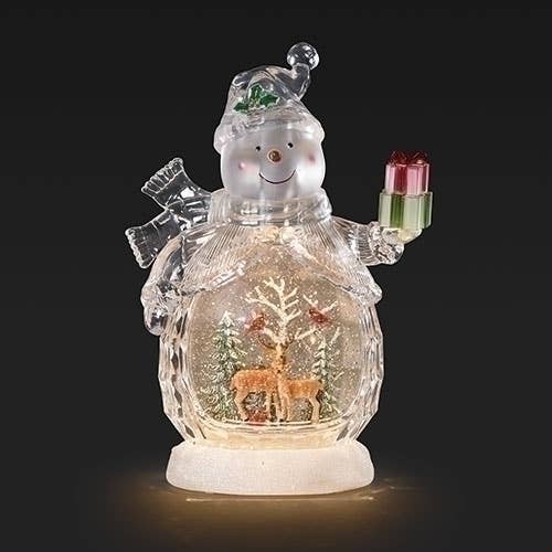 Lighted Swirl Snowman Deer Scene