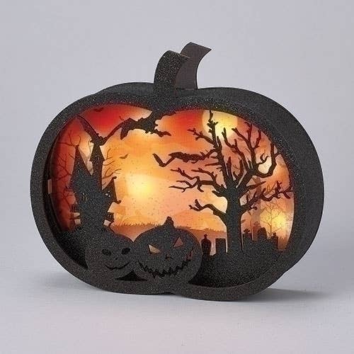 8.5"H LED Jack-O-Lantern Lasercut Scene