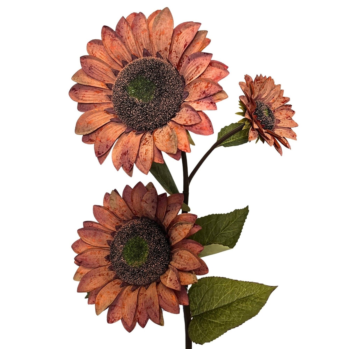 Giant Vintage Fabric Sunflower Spray x3 - 52" - Rust