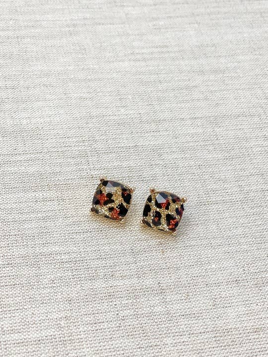 Glitter Leopard Stud Earrings