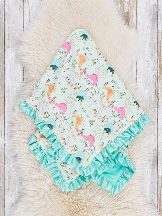 Bright Hen Party Ruffle Minky Blanket