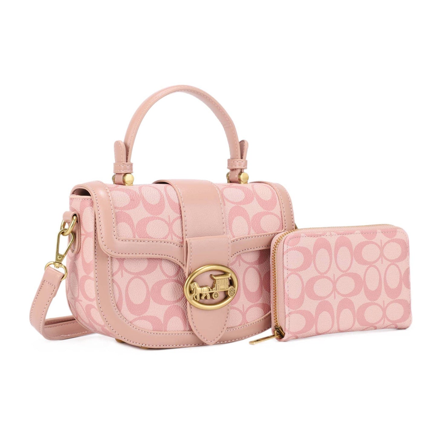 Signature Print Mini Satchel Crossbody Bag with Matching Wal