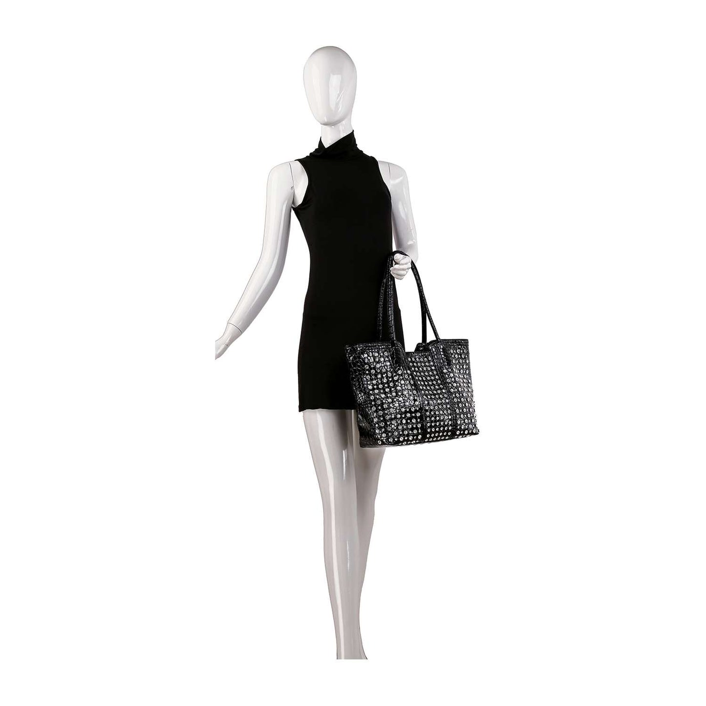Studded Embossed Tote Handbag