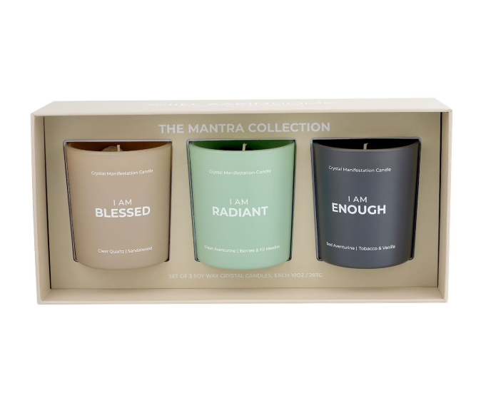 Jill Zarin Crystal Manifestation Candle – 10 oz x 3, Mantra