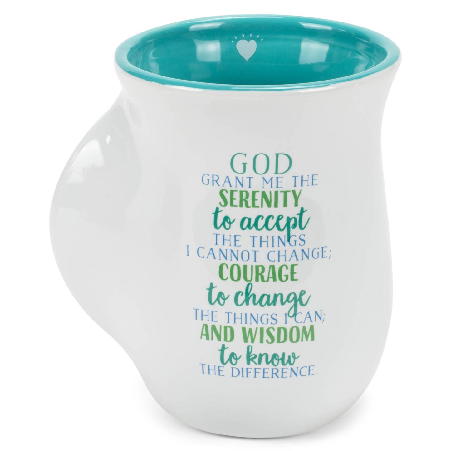 Ceramic Handwarmer Mug Serenity Prayer Green/White