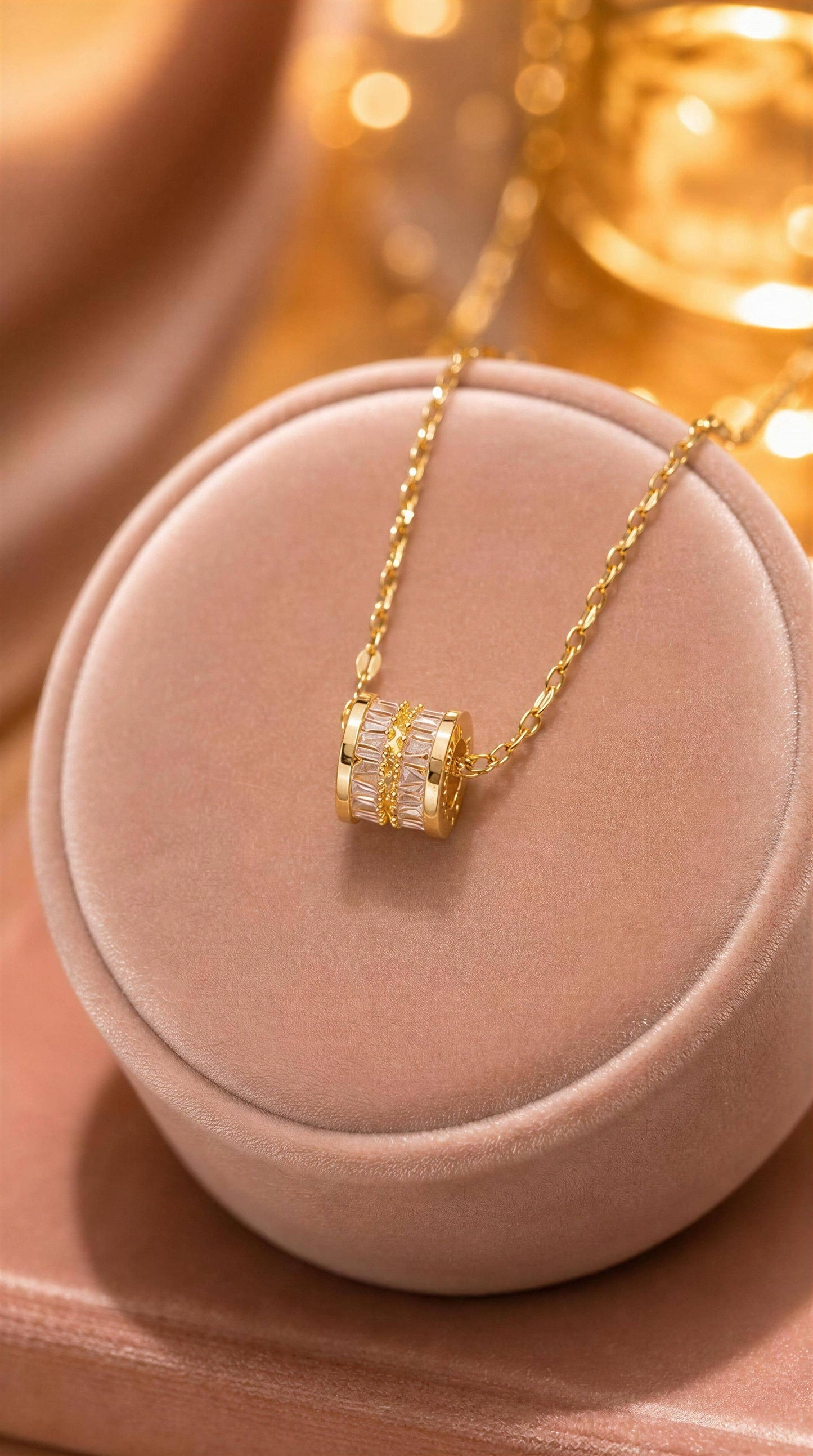 Aurora Barrel Pendant Necklace – Tarnish Resistant Stainless