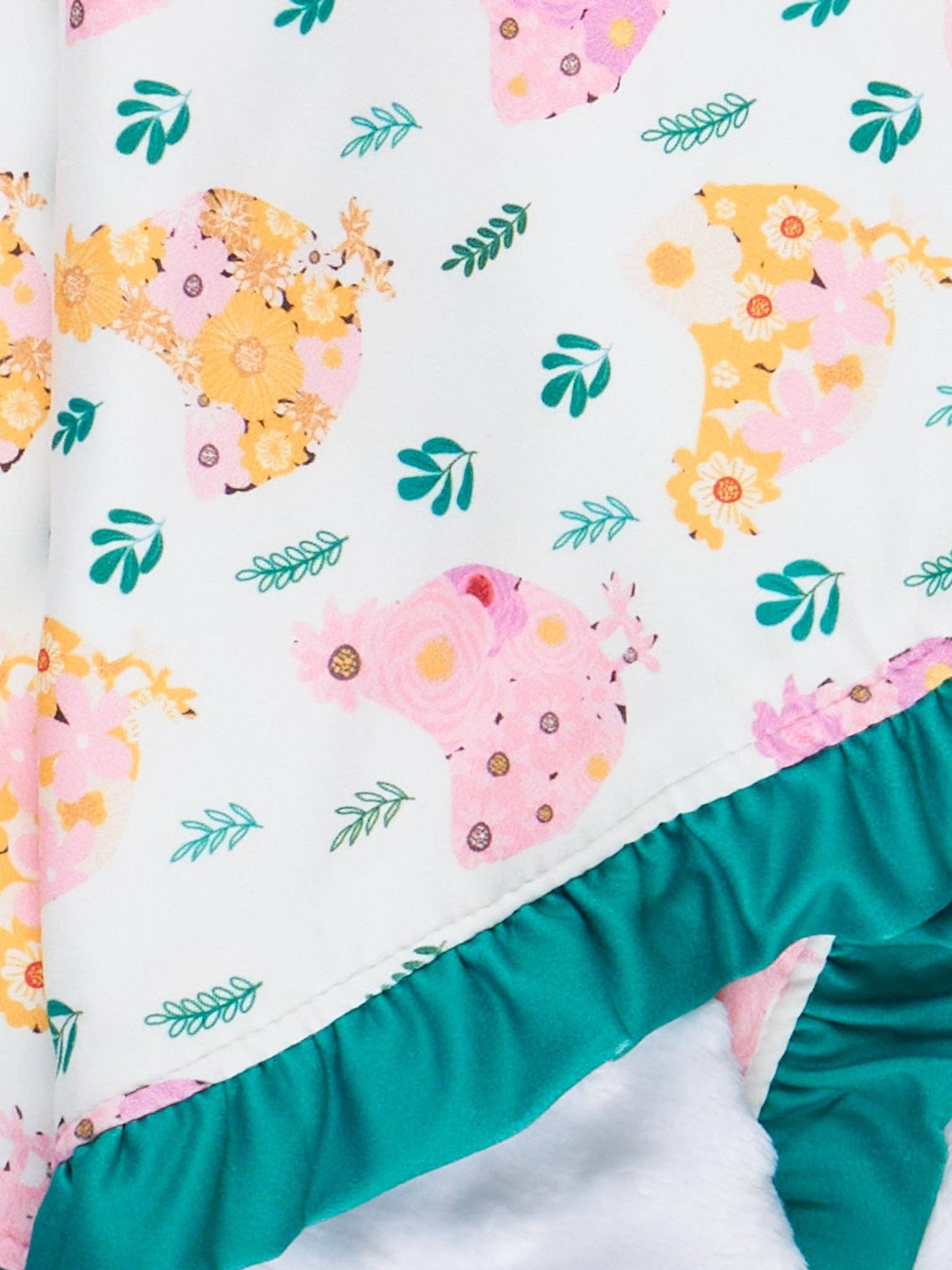 Hen Garden Ruffle Minky Blanket