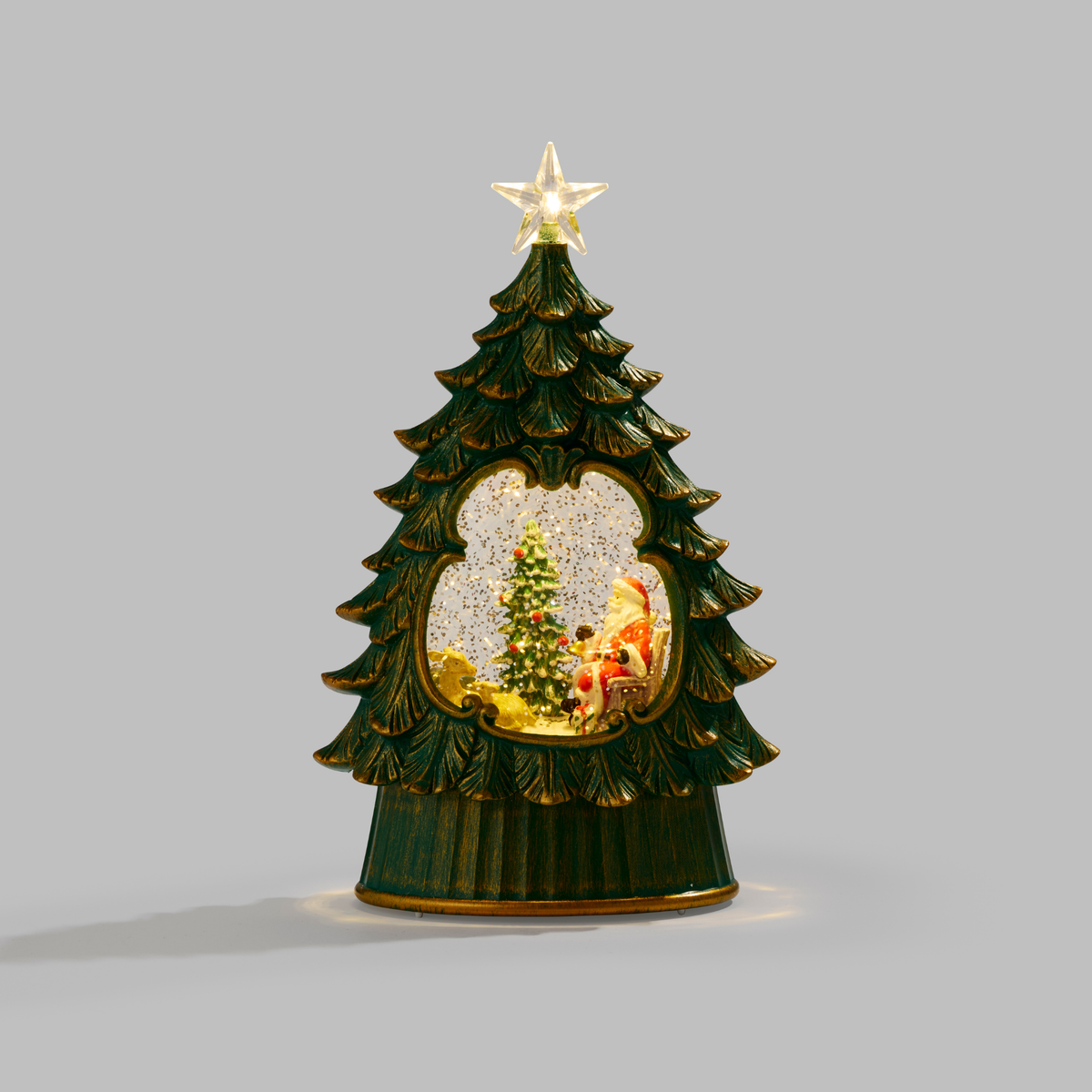 LED Evergreen Tree Musical Snow Globe w/Santa