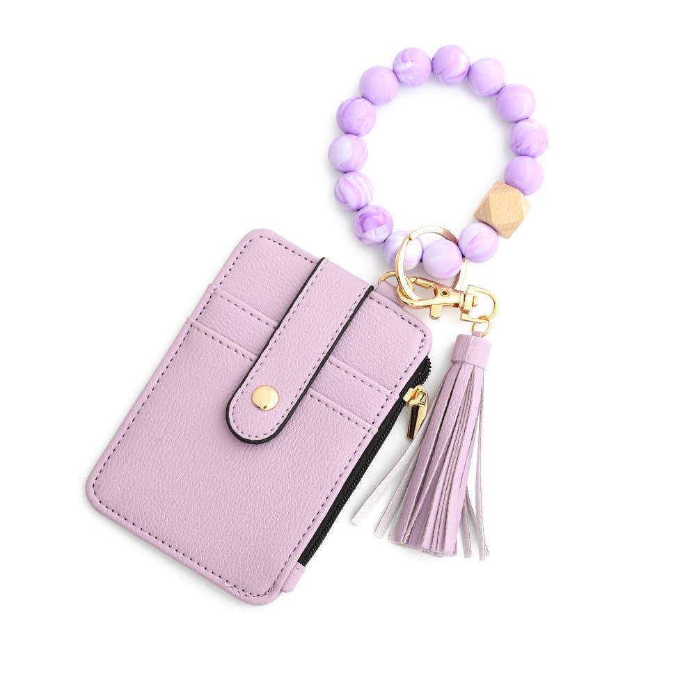 Multi-Colored Leopard Print Bracelet Card Slot Keychain