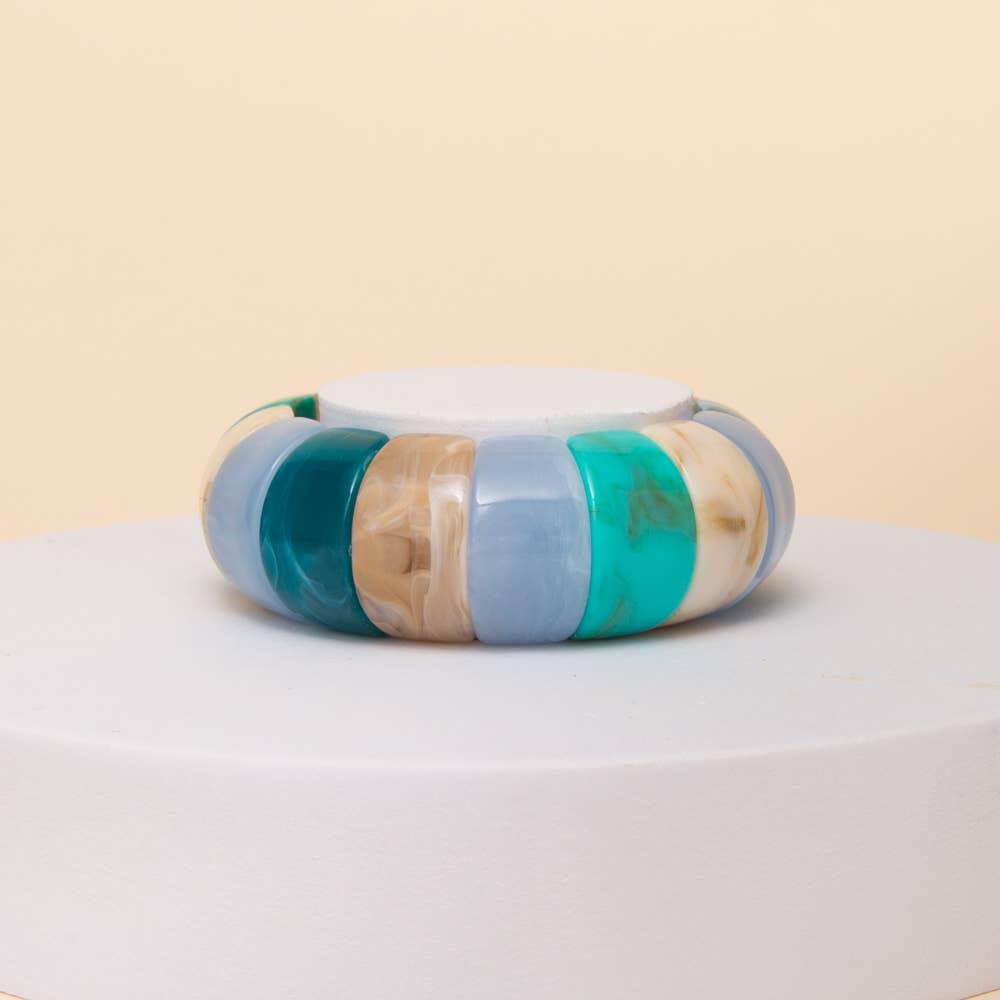 Marbled Segment Stretch Bracelet with Chunky Band