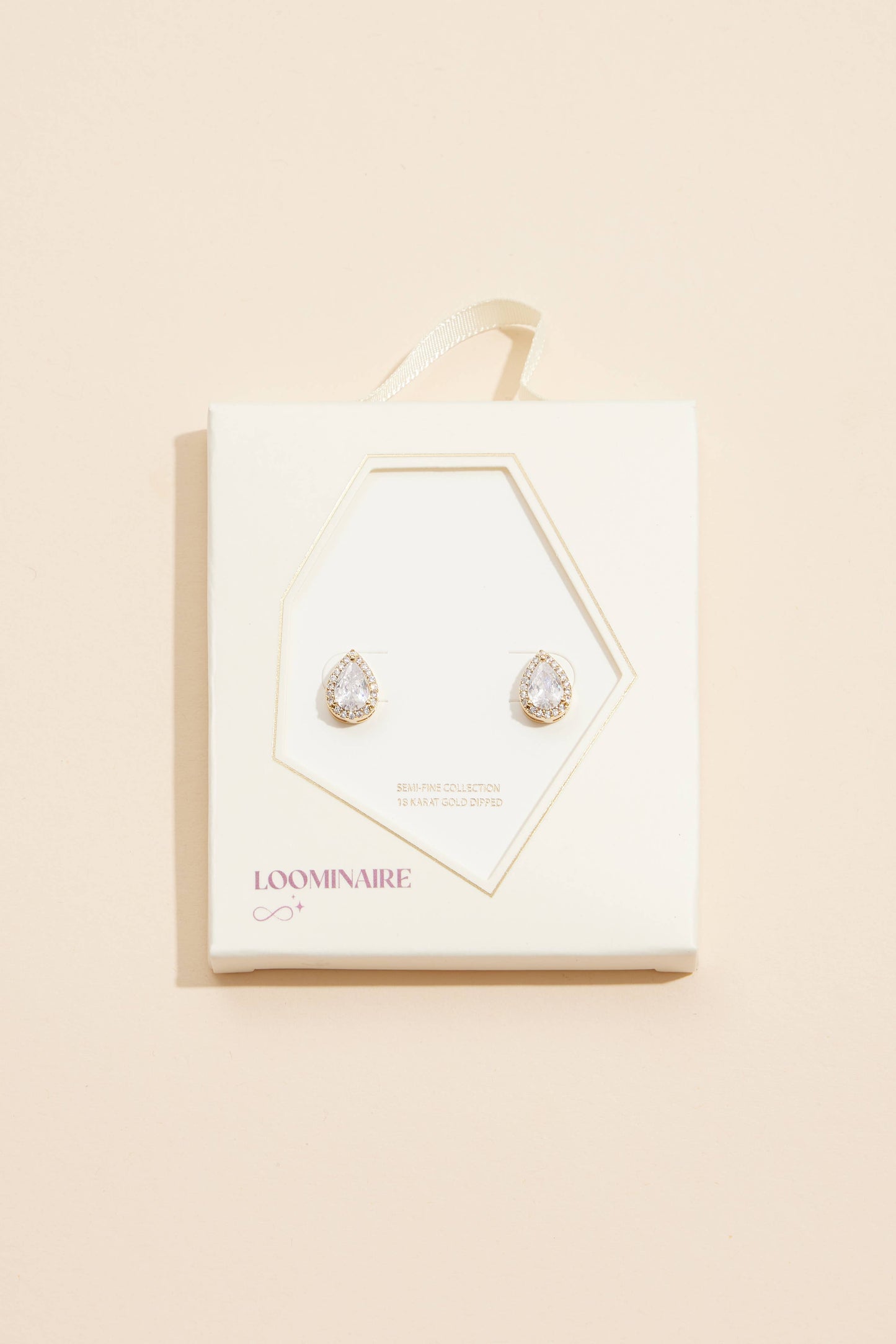 Pear-Shaped Cubic Zirconia Stud Earrings 18K Gold Dipped