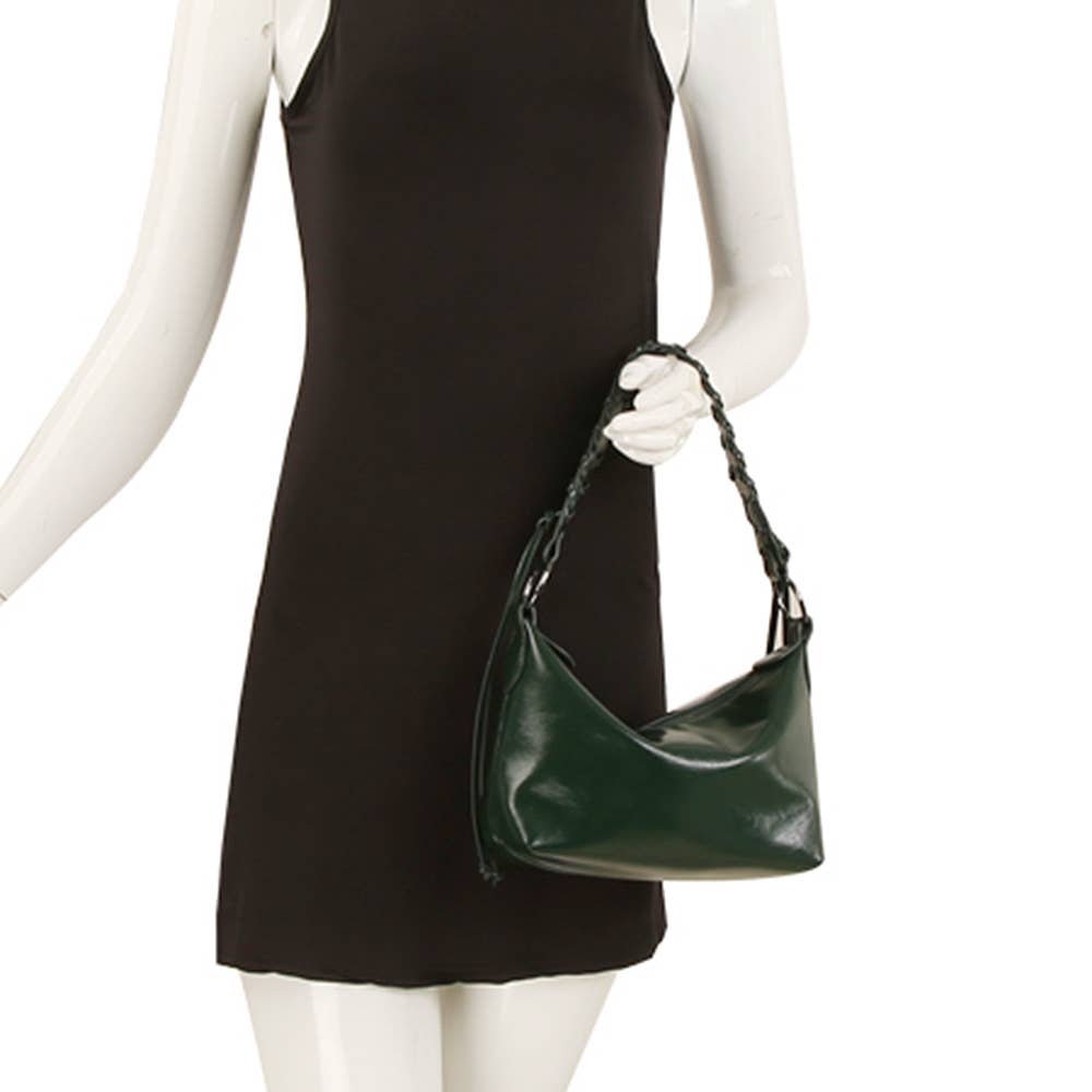 Braided Handle Glossy Shoulder Bag JY-0575