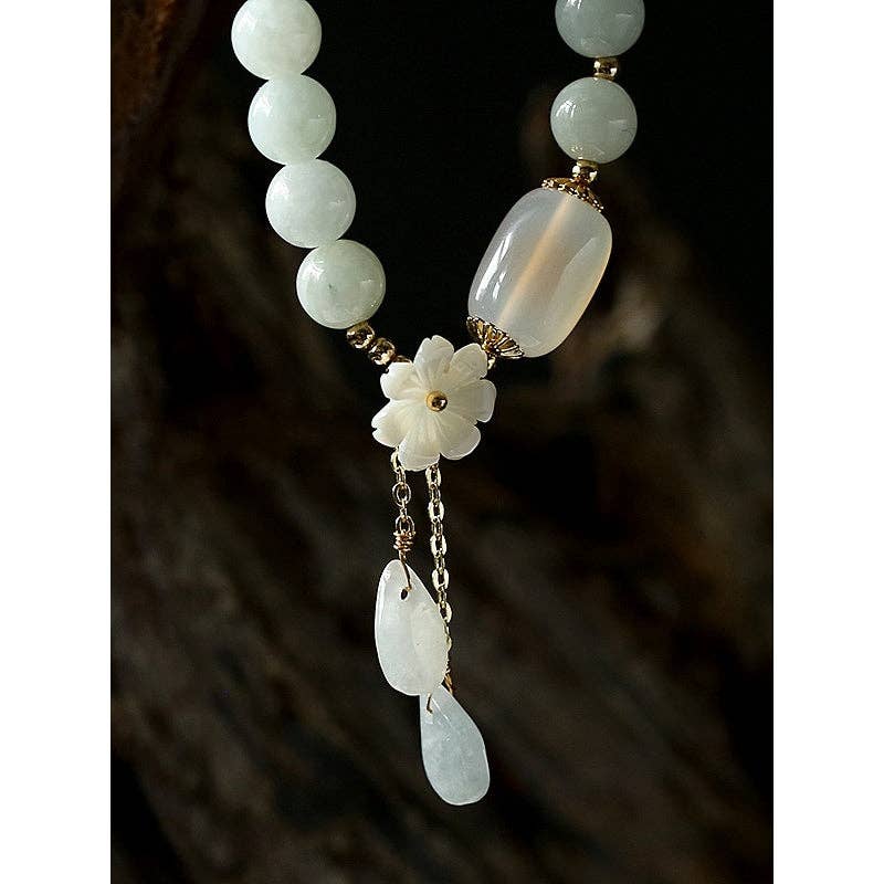 National Jade Beads&Flower Handmade Bracelet