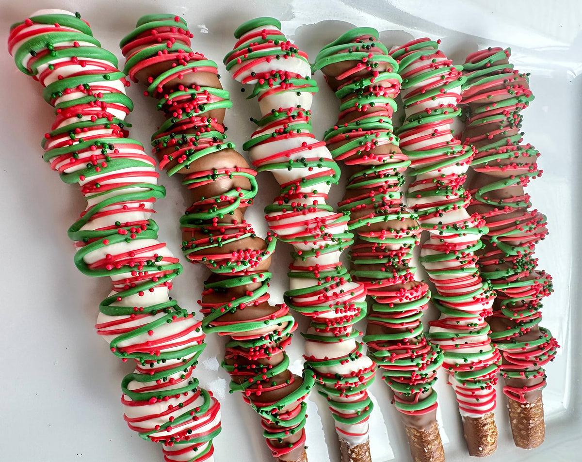 Holiday Chocolate Covered Caramel Pretzels