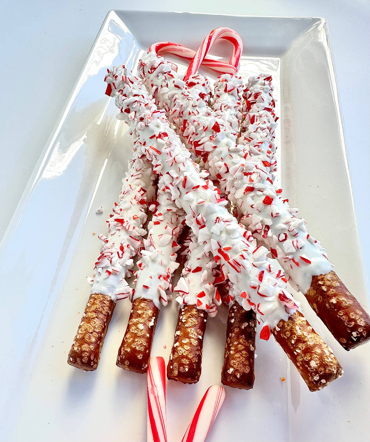 White Chocolate Peppermint Pretzels