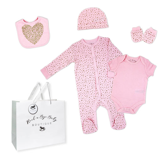 Girls 5 Piece Multipack Set -Gold Heart