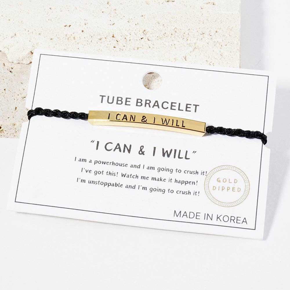 I CAN & I WILL Message Bar Bracelet