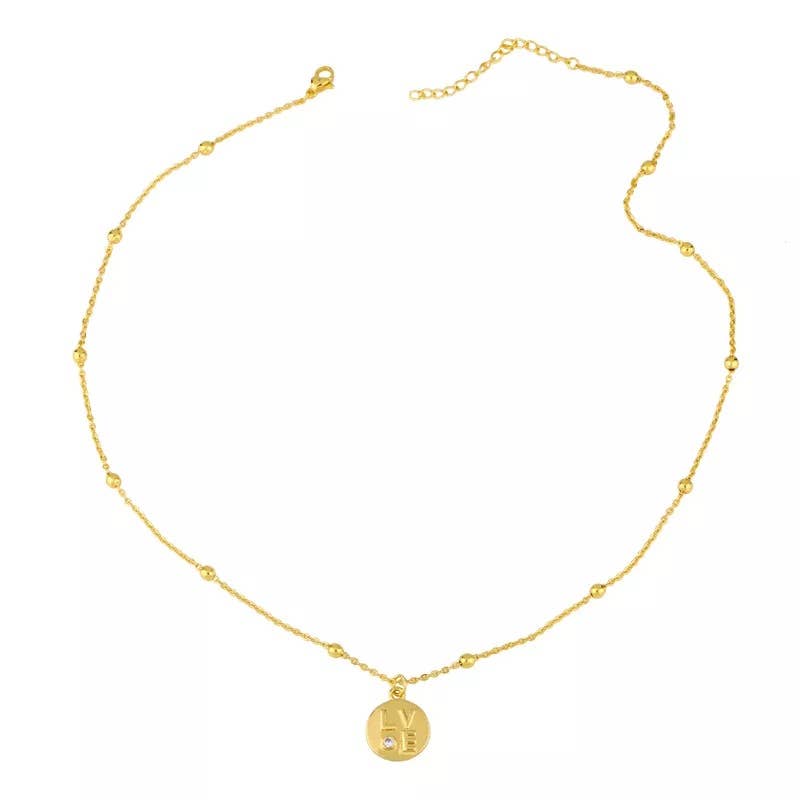 Gold bead chain with pendant