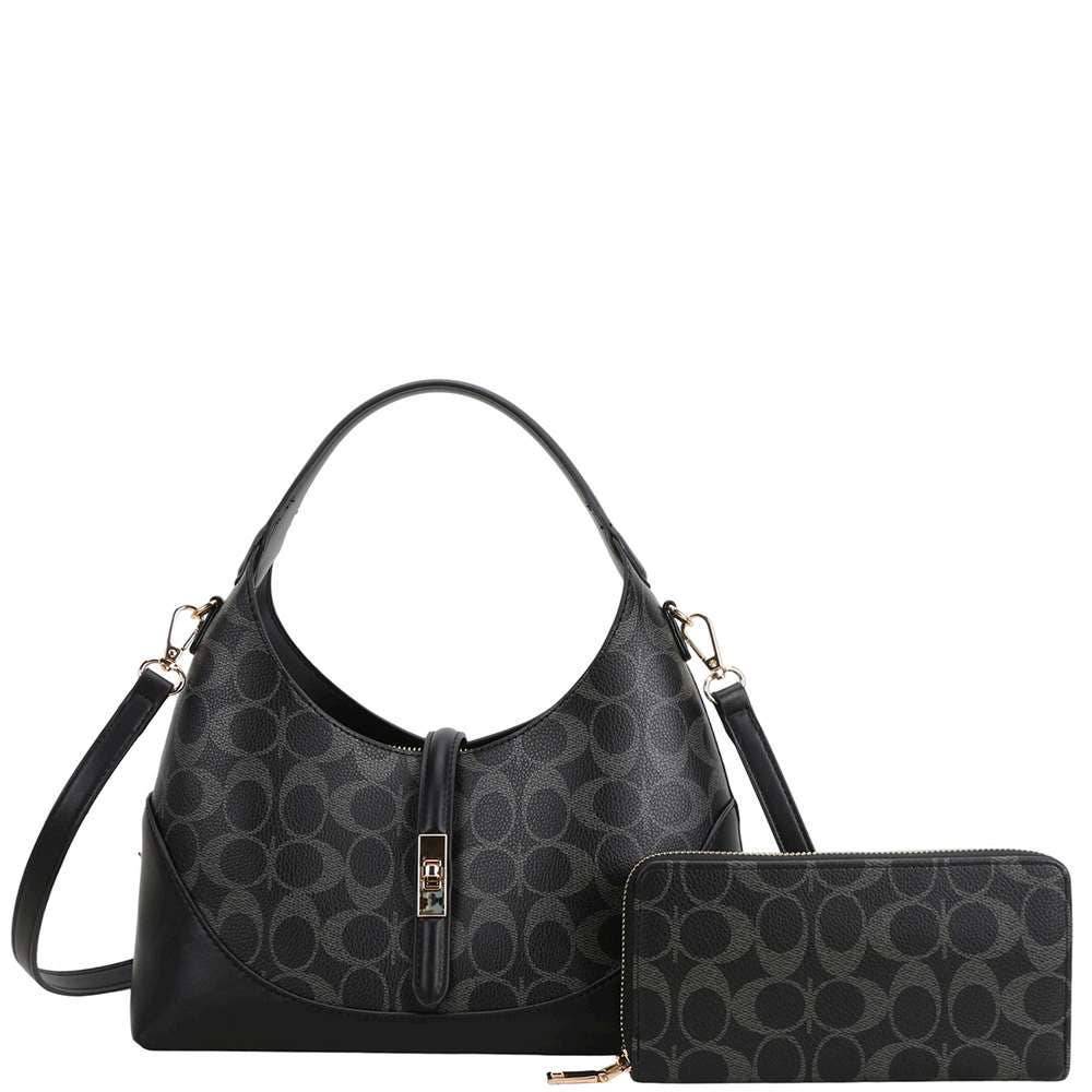 Classic Signature Hobo Bag & Wallet Set QFT-1378W