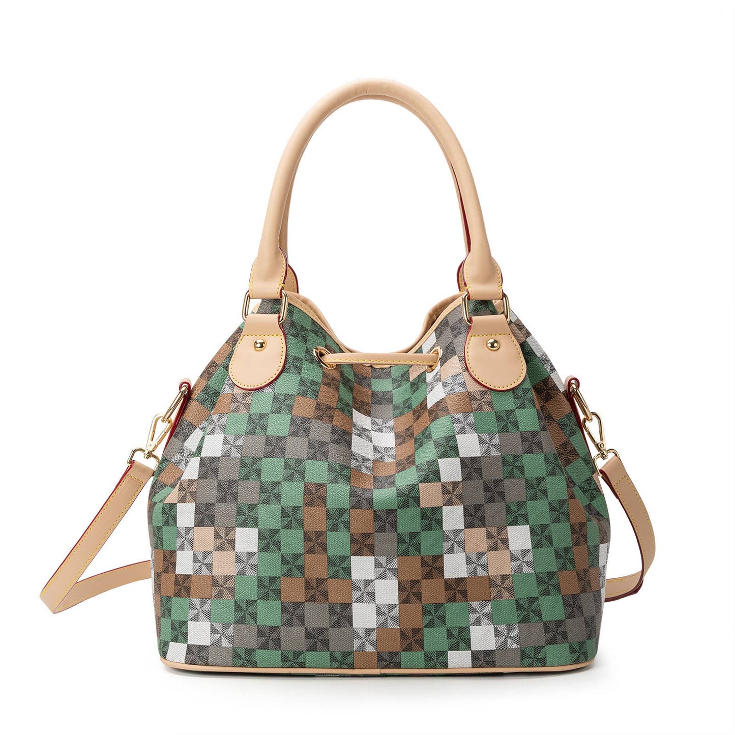 Camouflage drawstring bucket bag handbag
