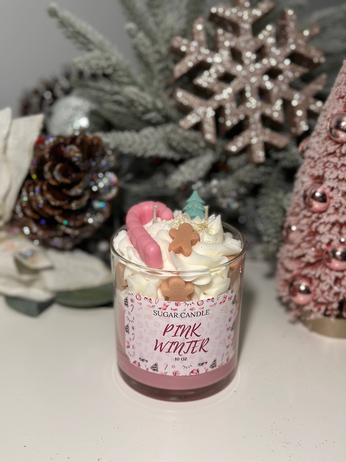 Pink Winter Candle – holiday gift & winter candle