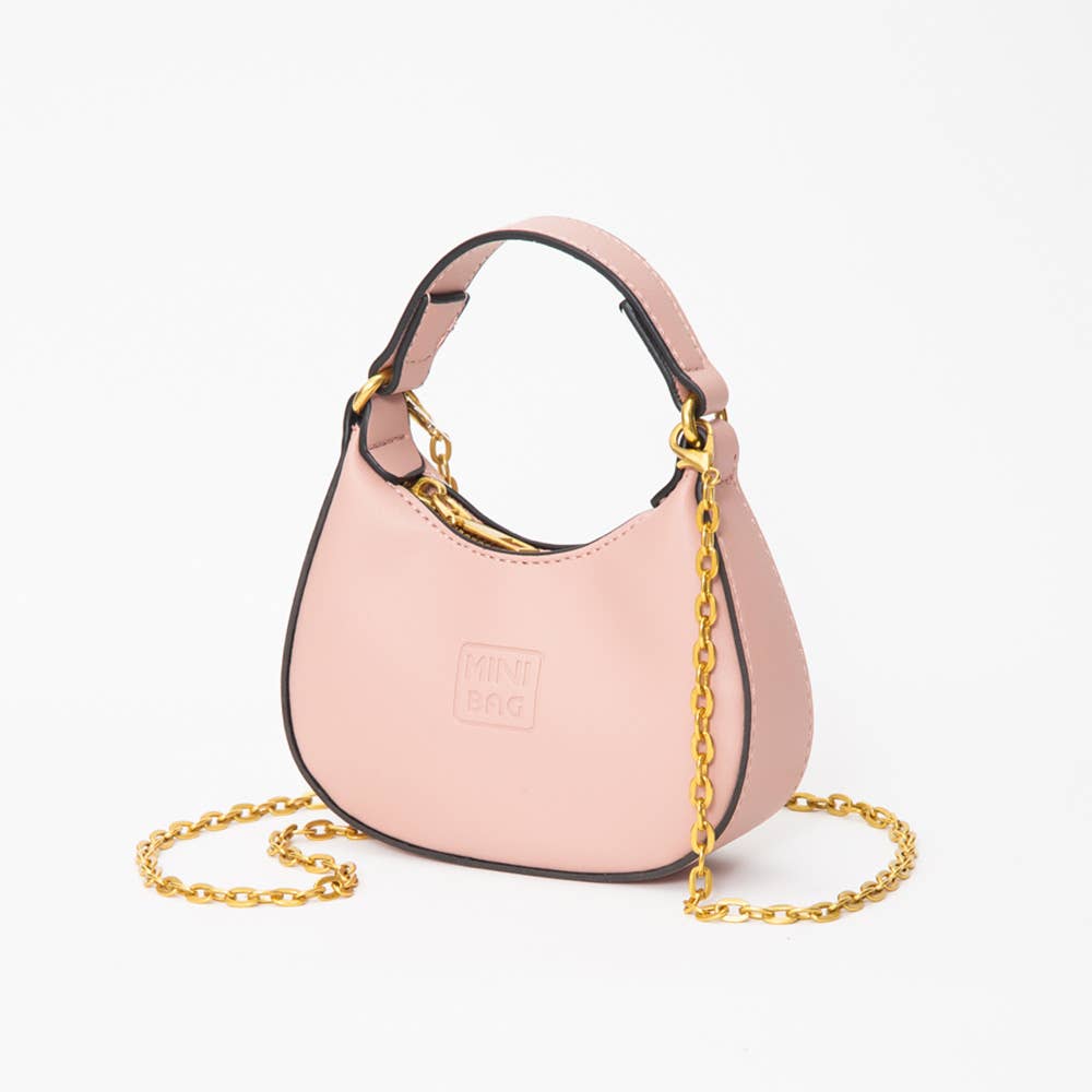 Faux Leather Chic Mini Hobo Handbag / Crossbody Bag