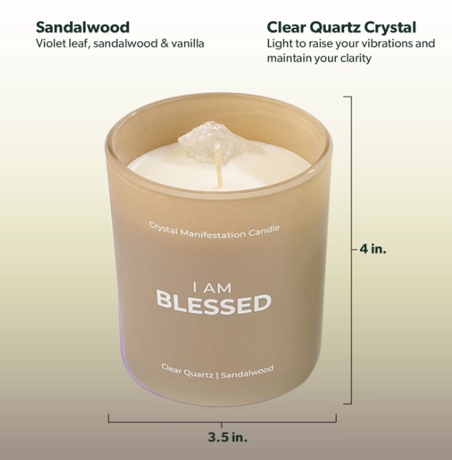 Jill Zarin Crystal Manifestation Candle – 10 oz x 3, Mantra