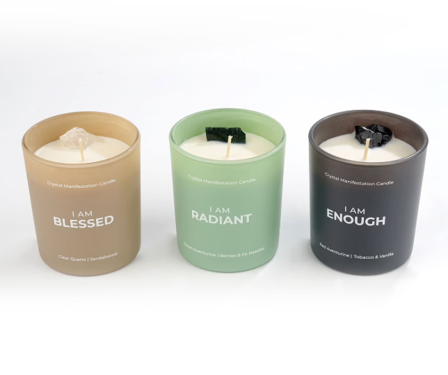 Jill Zarin Crystal Manifestation Candle – 10 oz x 3, Mantra