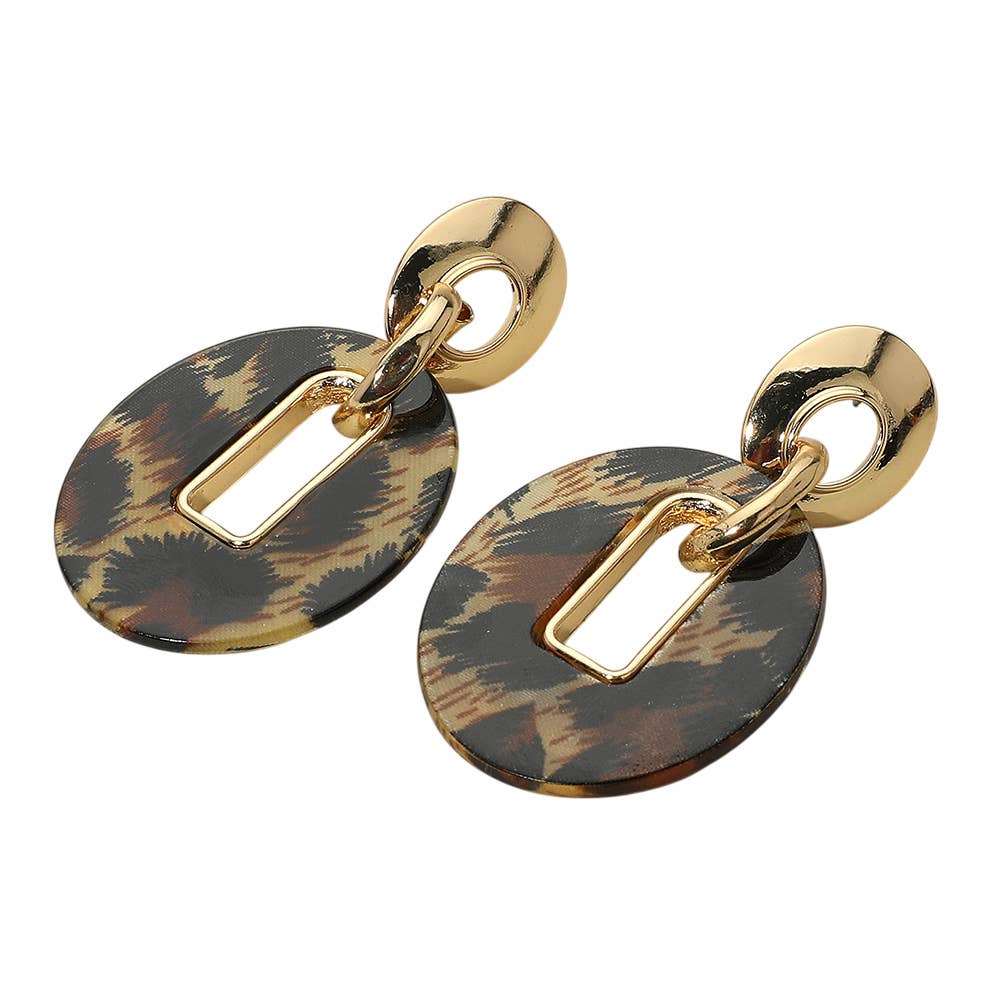 Celluloid Acetate Oval Link Drop Earrings