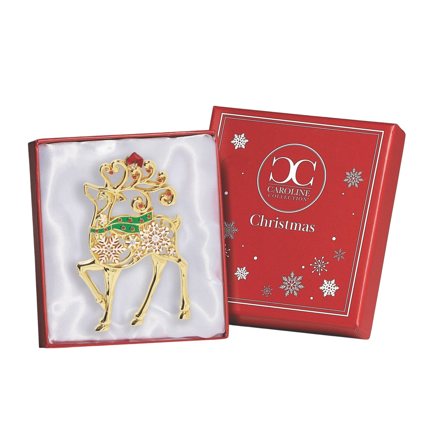 Crystal Reindeer Ornament Gift Boxed, Caroline Collection