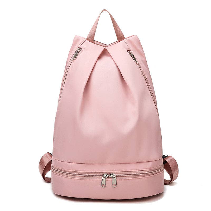 Dry wet separation sports bag waterproof polyester large capacity fitness bag swimming backpack - PINK