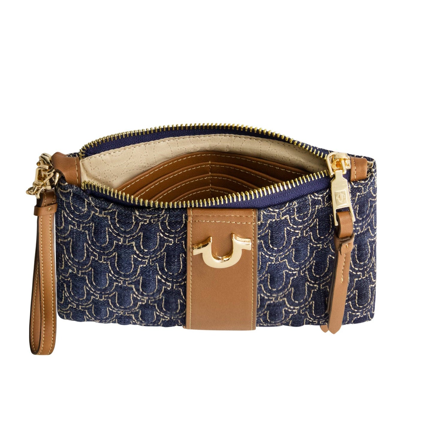 True Religion Quilted Horseshoe Wristlet Pouch, DARK DENIM