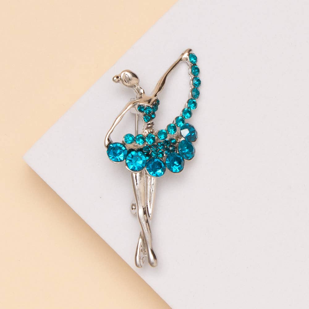 Rhinestone Ballerina Pin Brooch