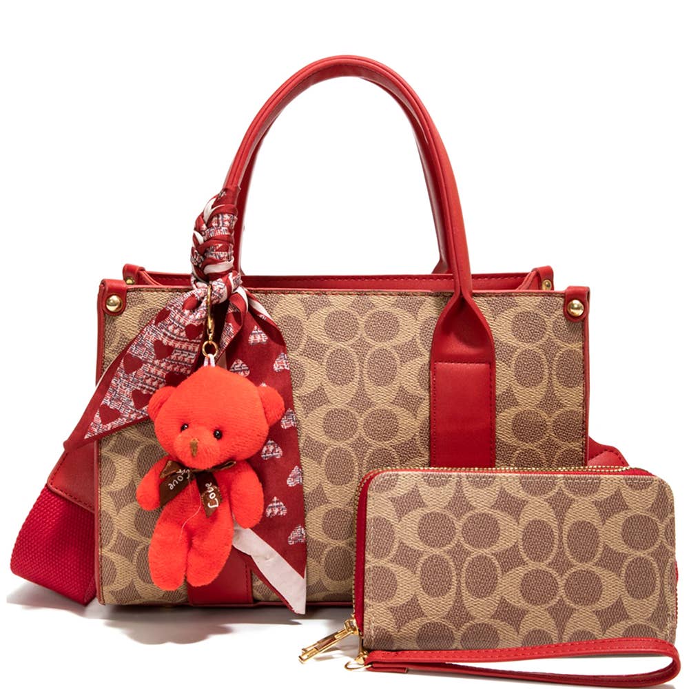 2IN1 OVAL PRINT SATCHEL W WALLET, CC 25525 T2
