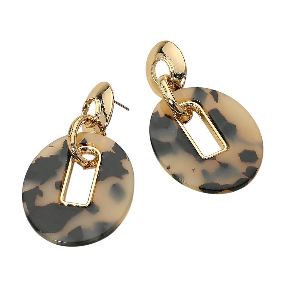 Celluloid Acetate Oval Link Drop Earrings